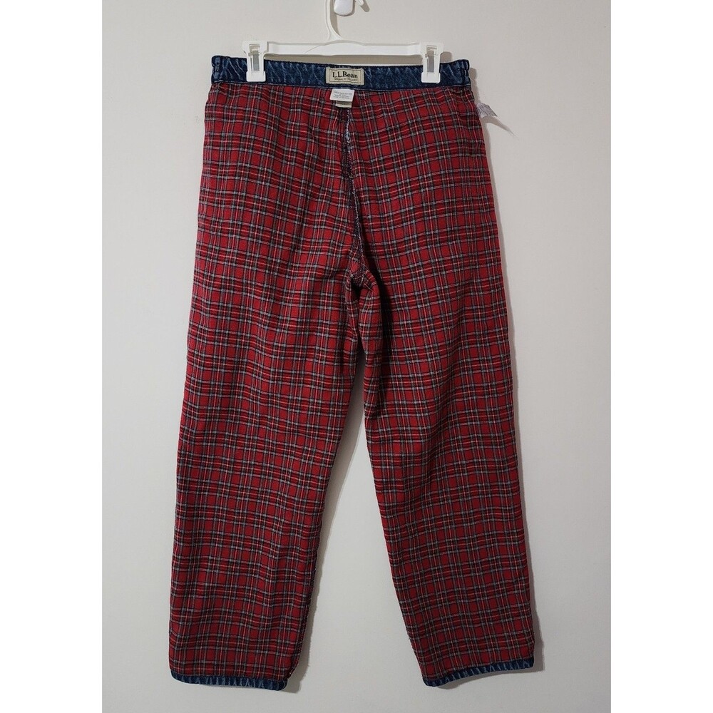 L.L.Bean Womens 12P Petite High Rise Jeans Blue Flannel Lined Plaid 100% Cotton - Picture 6 of 10